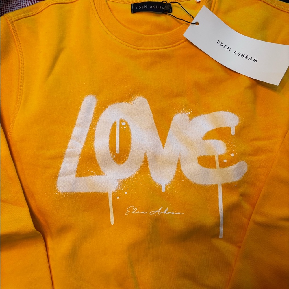 Eden Ashram Yellow Graffiti Love Sweatshirt